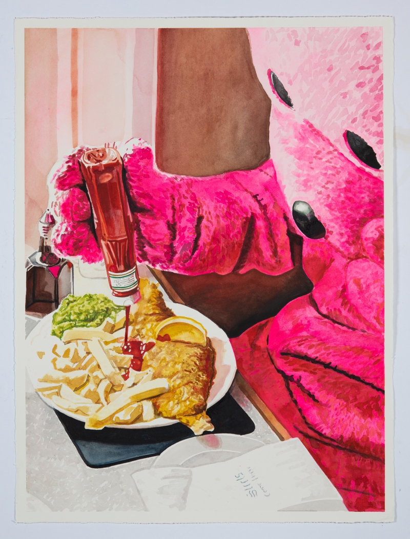 It Has To Be Fish Chips and Mushy Peas, Watercolour, 2025, from the Feels Like Home series