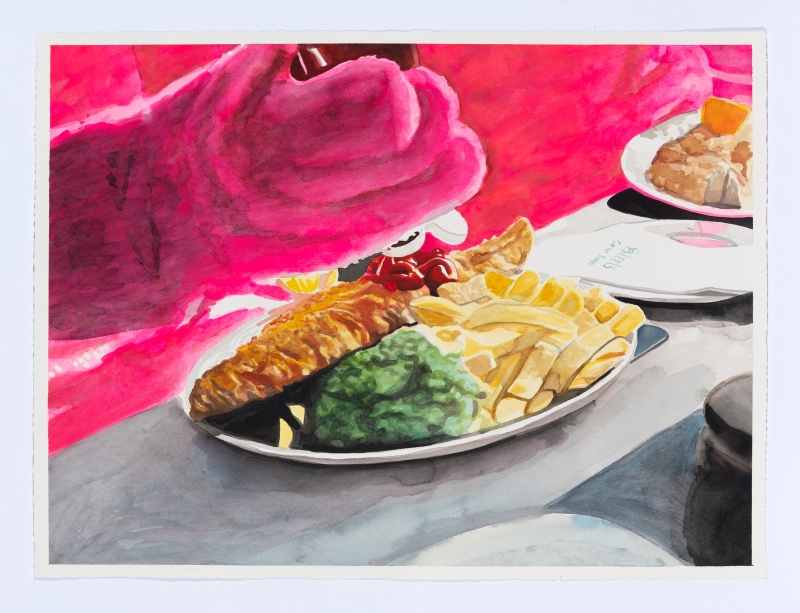 Fish and Chips, Watercolour, 2025, from the Feels Like Home series
