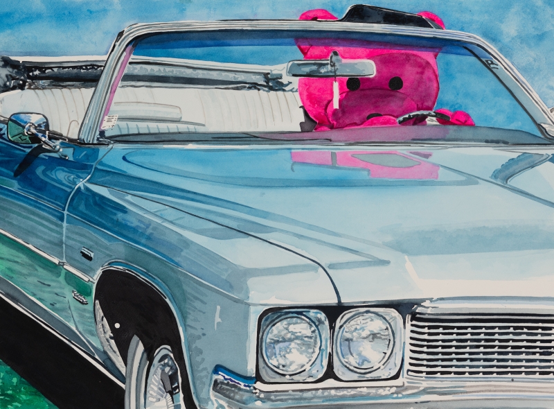 Blue Drive, Watercolour, 2025, from the Coming To Town series