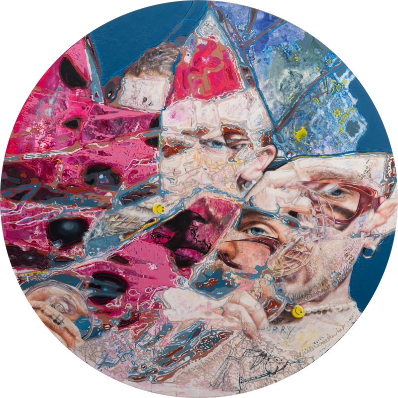 F with Glass, Painting, 2024, from the Life Lines series