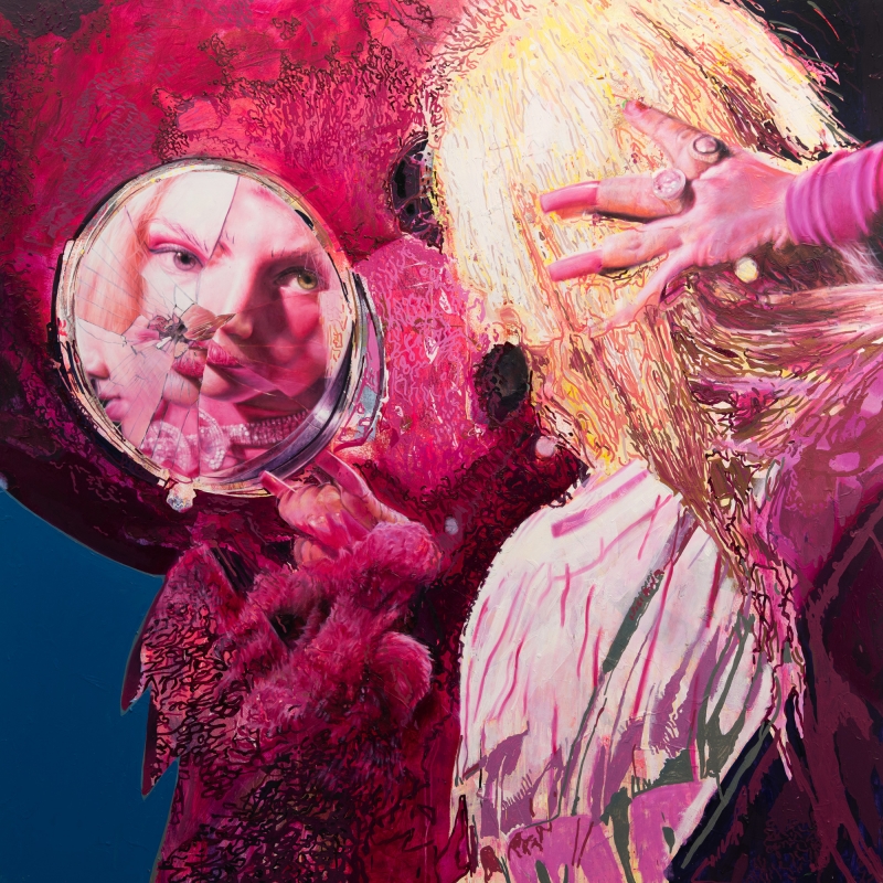 N with Diamond Chocker, Painting, 2024, from the Life Lines series