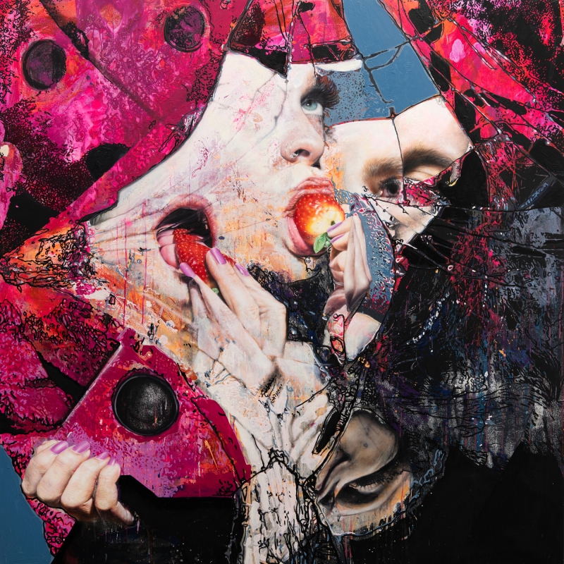 S with Strawberries, Painting, 2024, from the Life Lines series