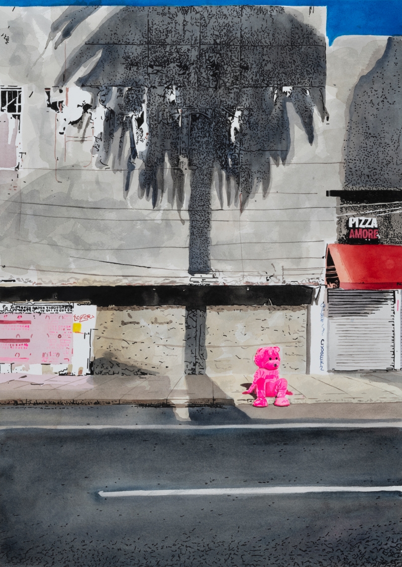 When Dreams Become Reality study, Watercolour, 2022, from the Coming To Town series