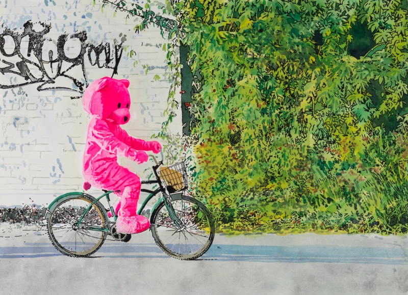The Path Of Least Resistance study, Watercolour, 2022, from the Coming To Town series