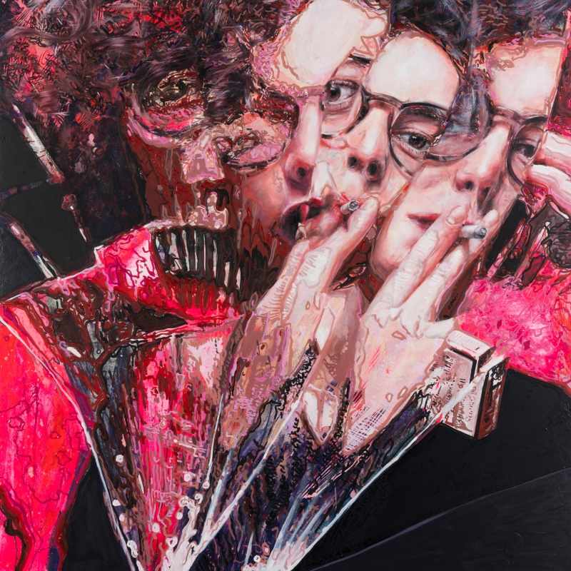 M with Cigarette, Painting, 2024, from the Life Lines series