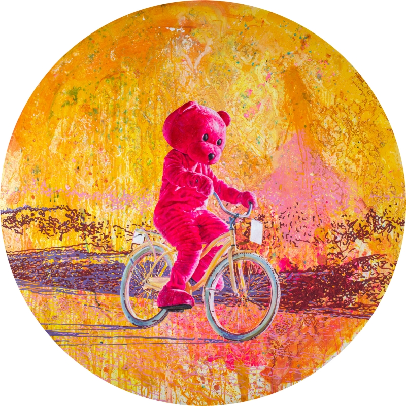 Sunshine Cycling, Painting, 2022, from the I Used To Be A Polar Bear series