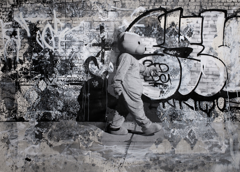 Williams-Bear-G, Mixed Media, 2015, from the Coming To Town series