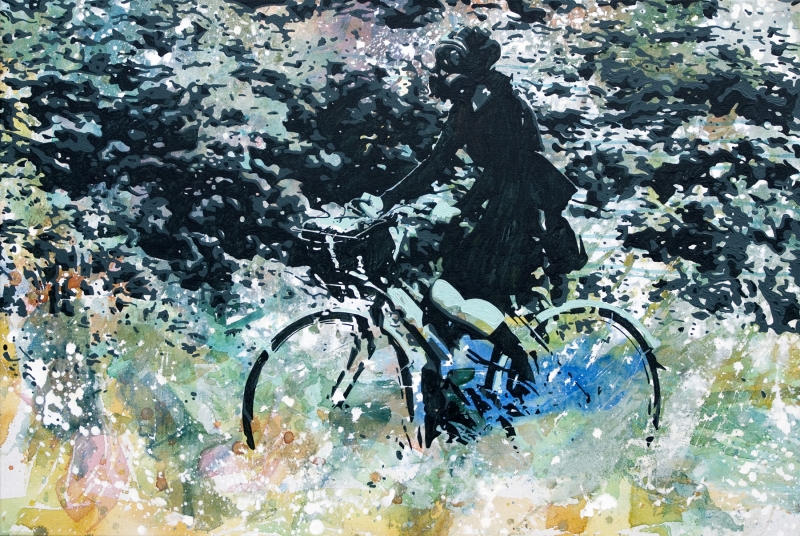 Bicycle Race, Painting, 2008, from the Camoflague series