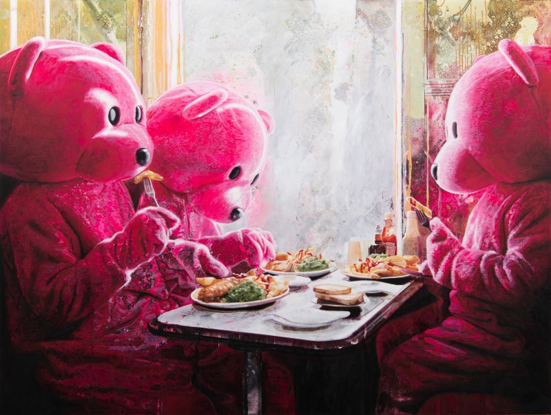 Golden Chips and The Three Bears, Painting, 2026, from the Feels Like Home series